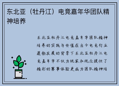 东北亚（牡丹江）电竞嘉年华团队精神培养